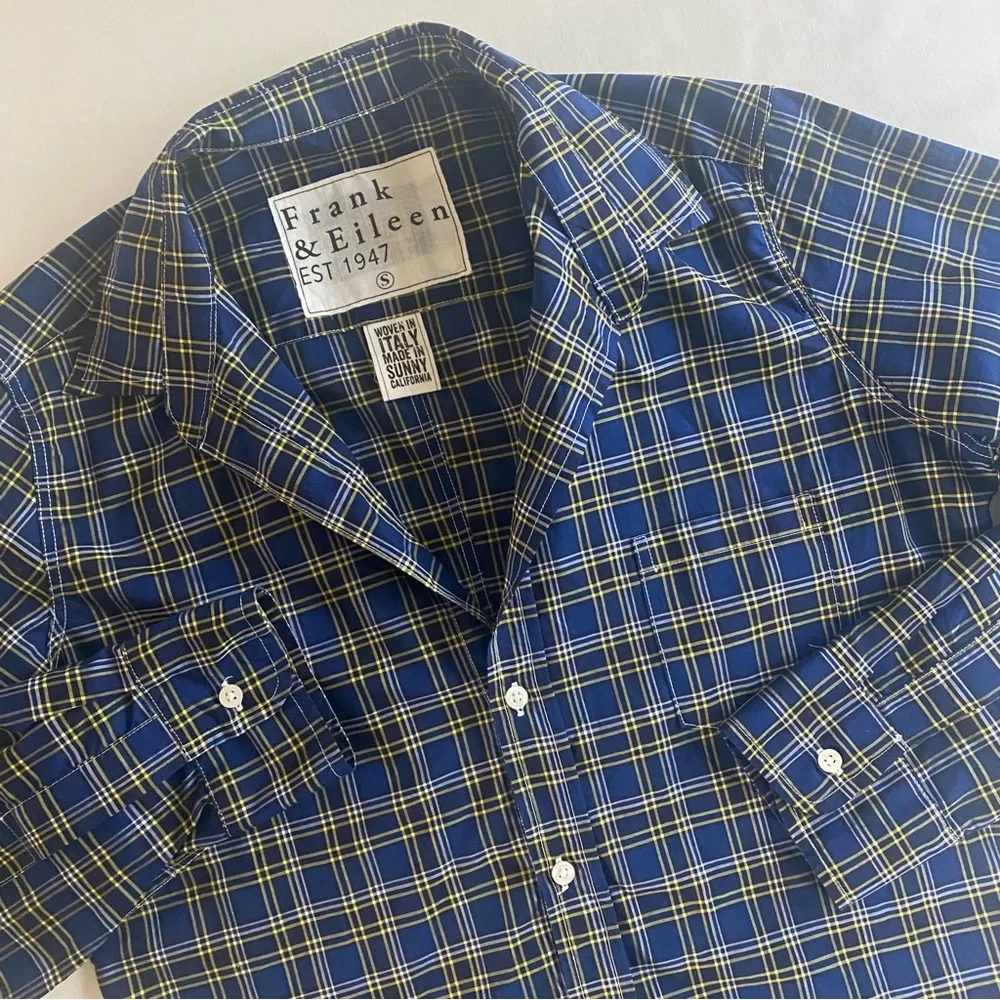 Frank & Eileen Barry Button Shirt Women S Plaid Italy Woven USA Made Blouse Top